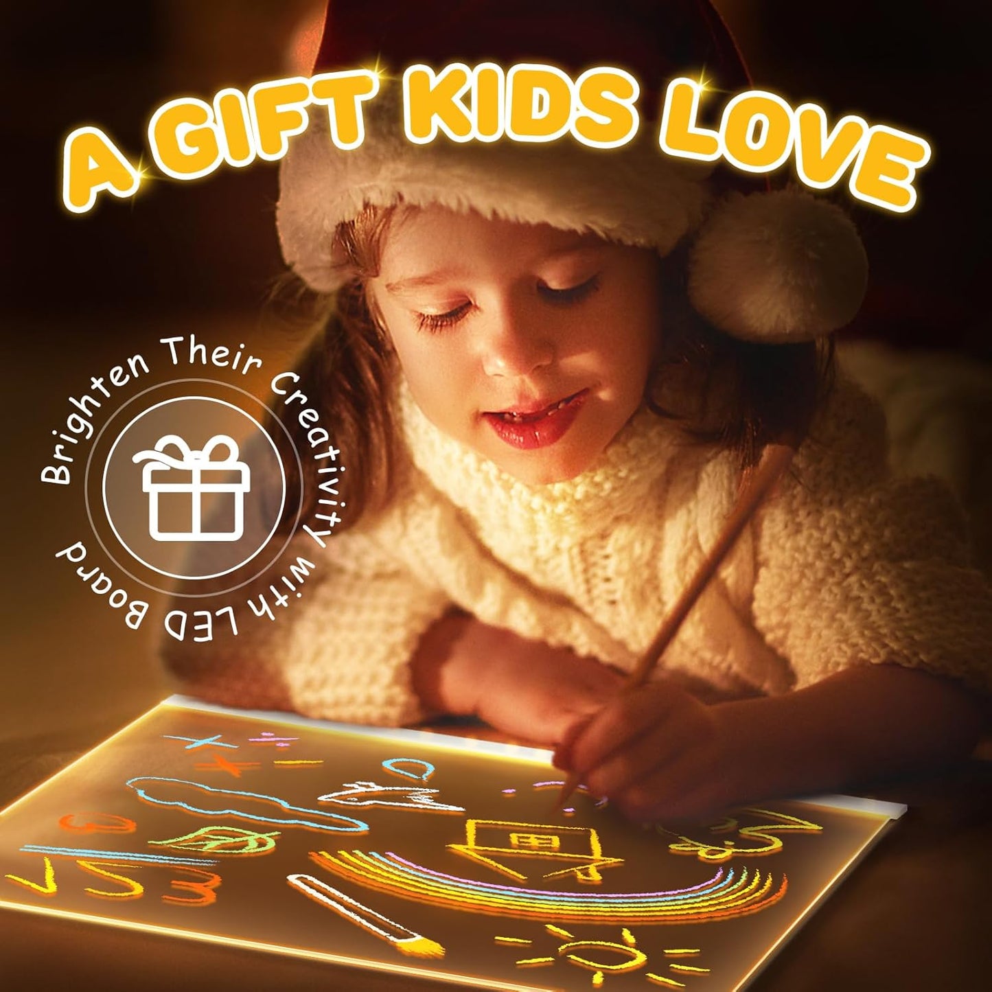 LED Note Board with 7 Colors, Light up Acrylic Message Board, Night Light outwards Writing Drawing Dry Erase Board, Personalized Note Board with Colors Large and 7 Pens for Kids (11.81 * 7.87inches)