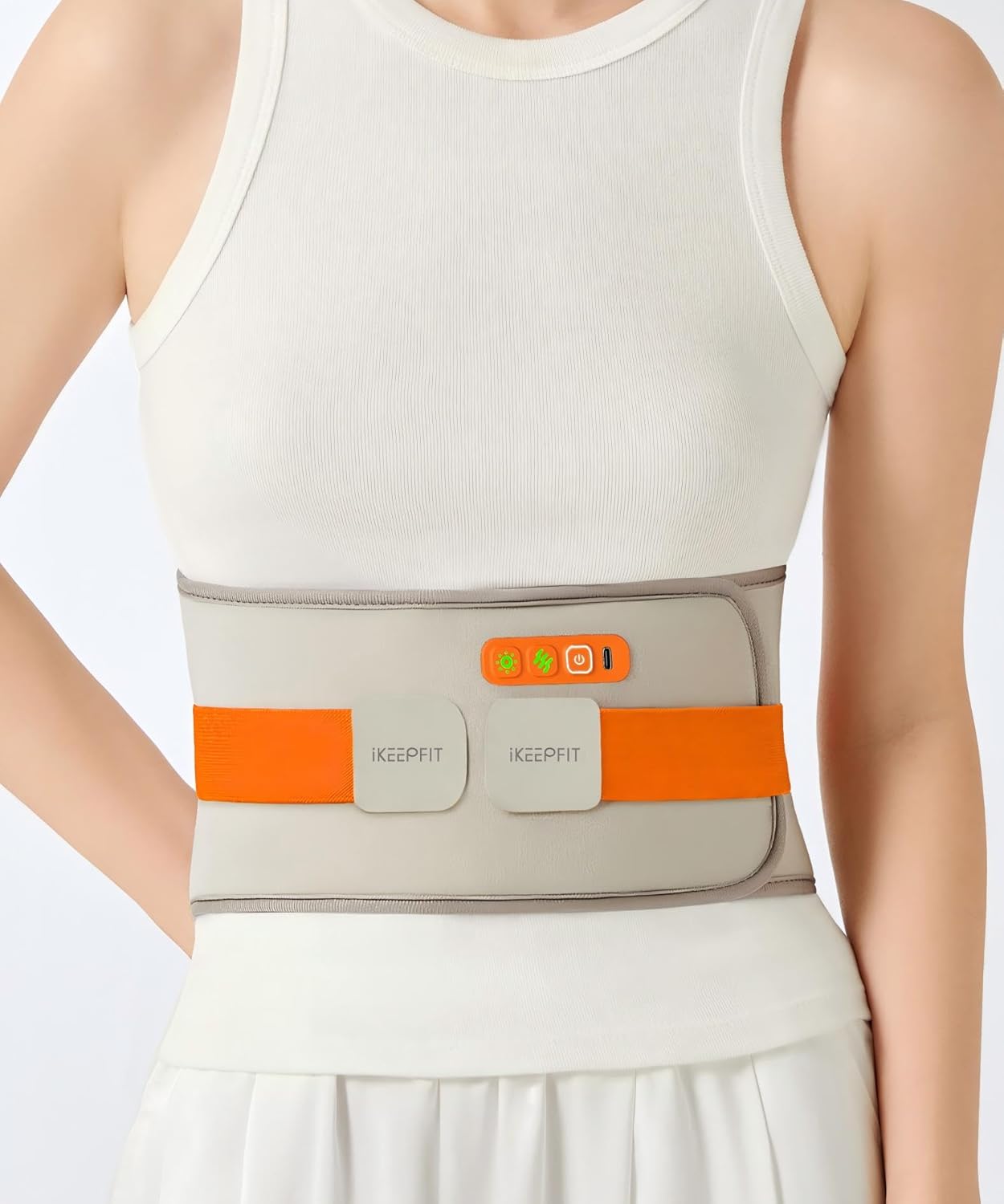 IKEEPFIT® Heating Pad for Back Pain Relief: MAXwarm® 3.0, Portable Cordless Heat Pad with Massager for Period Cramps, 8000mAh Large Battery, FSA Eligible HSA, Christmas Gift for Women Men 90-310 lbs