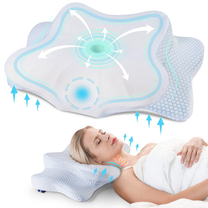 DONAMA Cervical Neck Pillow for Pain Relief,Odorless Contour Memory Foam Pillows with Cooling Pillowcase Cozy Sleeping, Orthopedic Ergonomic Bed Pillows for Side Back Stomach Sleepers