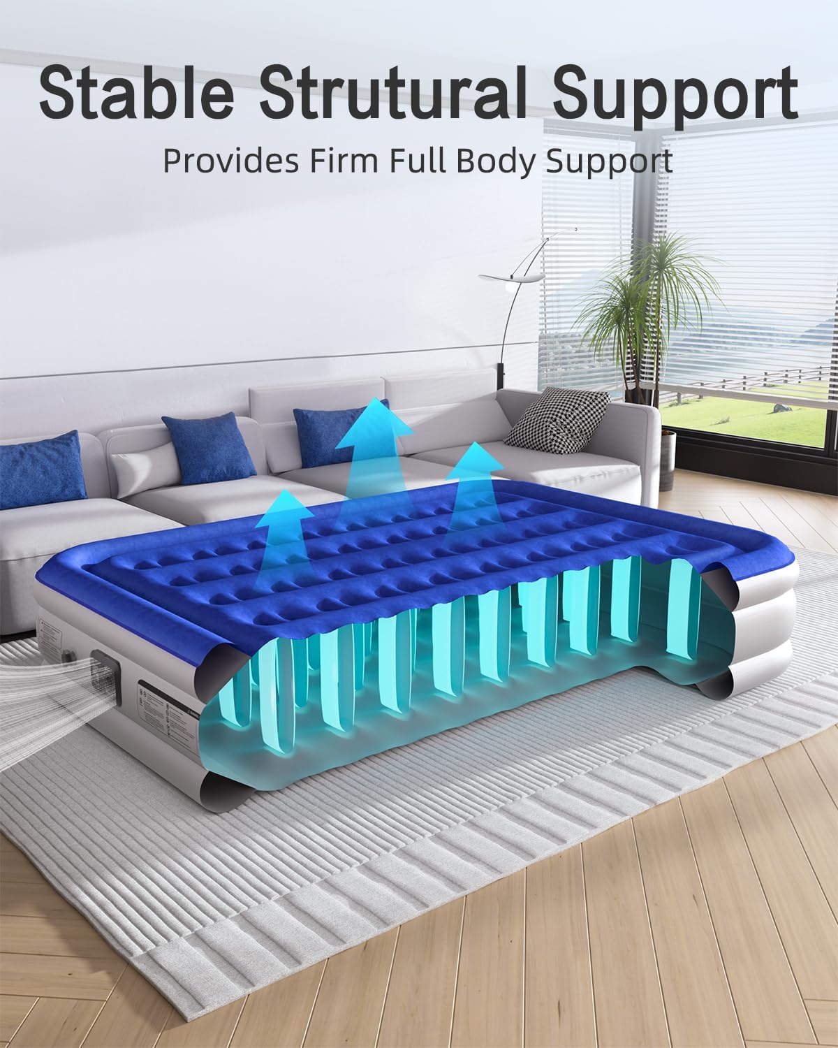 Queen Air Mattress with Built in Pump 16" Raised Blow Up Mattress Queen Size Comfort Air Bed, 3 Mins Fast Colchones Inflables Bed, Luxurious for Home/Guests,660 lbs Max
