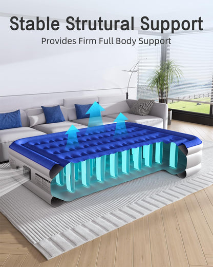 Queen Air Mattress with Built in Pump 16" Raised Blow Up Mattress Queen Size Comfort Air Bed, 3 Mins Fast Colchones Inflables Bed, Luxurious for Home/Guests,660 lbs Max