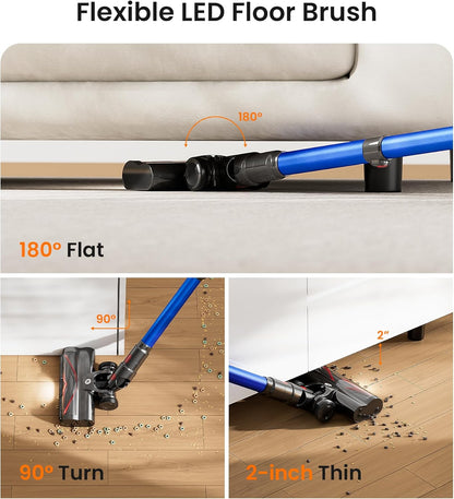 NADALY Cordless Vacuum Cleaner, 550W 45Kpa 65Mins Vacuum Cleaners for Home, Stick Vacuum with LED Display, Anti-Tangle, Self-Standing, 8-in-1 Lightweight Vacuum for Hardwood Floor/Carpet/Pet Hair
