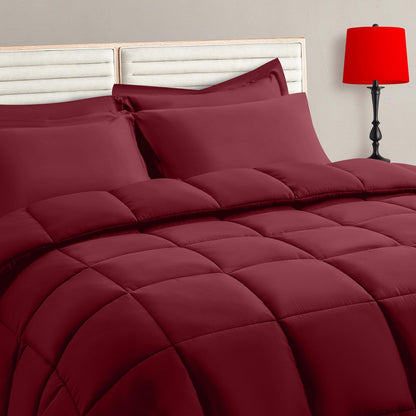 TAIMIT Full Size Comforter Set - 7 Pieces, Bed in a Bag Bedding Sets with All Season Soft Quilted Warm Fluffy Reversible Comforter,Flat Sheet,Fitted Sheet,2 Pillow Shams,2 Pillowcases,Dark Grey