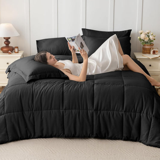 JOLLYVOGUE Queen Comforter Set, 7-Piece Bed in a Bag Queen, Ultra-Soft Comforters Queen Size, Queen Size Comforter Sets, Goose Down Alternative, Oeko-TEX Certified, Sheets & Pillowcases