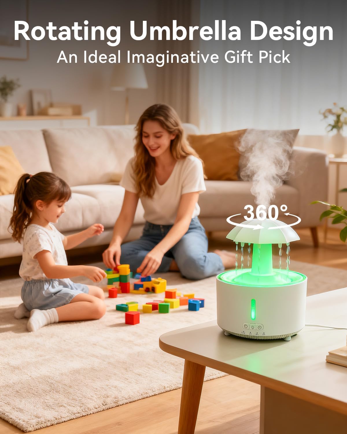 Missfly Aromatherapy Diffuser,Clouds and Cool Mist Humidifier,360° Rotatable,Super Quiet, Easy to Fill & Clean, Auto Shut-Off,300ml Humidifiers for Bedroom Home and Office (White)