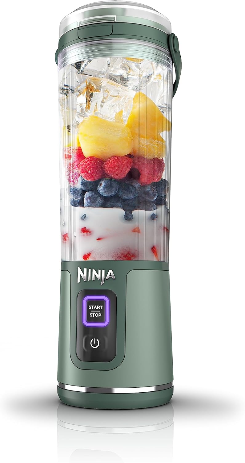 Ninja BC151EM Blast Portable Blender, Cordless, 18oz. Vessel, Personal Blender-for Shakes & Smoothies, BPA Free, Leakproof-Lid & Sip Spout, USB-C Rechargeable, Dishwasher Safe Parts, Forest Green