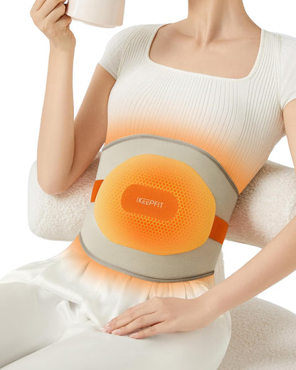 IKEEPFIT® Heating Pad for Back Pain Relief: MAXwarm® 3.0, Portable Cordless Heat Pad with Massager for Period Cramps, 8000mAh Large Battery, FSA Eligible HSA, Christmas Gift for Women Men 90-310 lbs