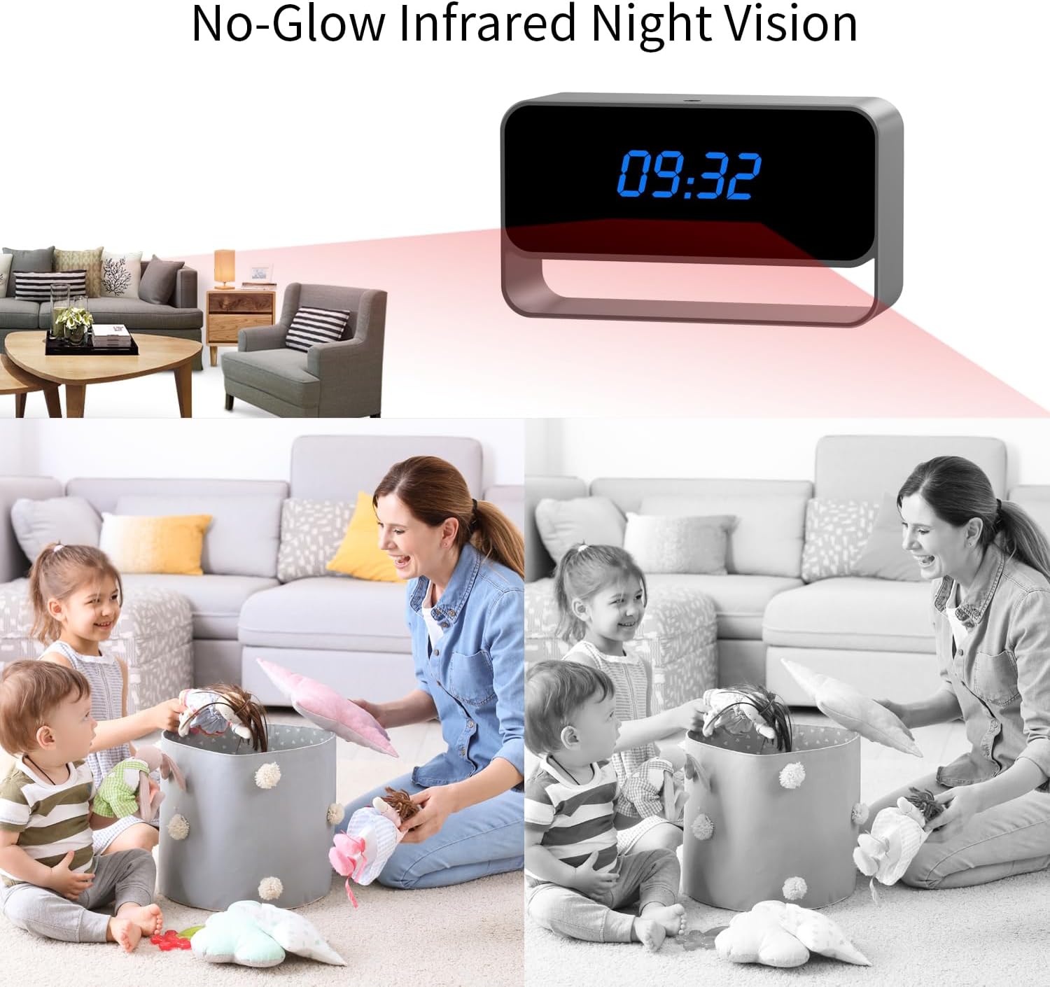 Clock Camera - Full HD 1080P WiFi Camera - Mini Wireless Nanny Cam with Night Vision - Indoor Home Security Surveillance