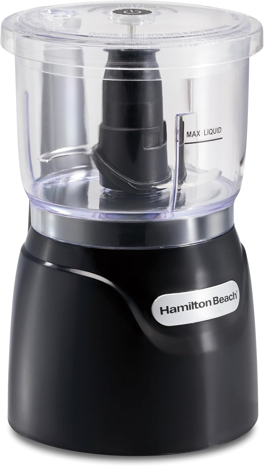 Hamilton Beach Electric Vegetable Chopper & Mini Food Processor, 3-Cup, 350 Watts, for Dicing, Mincing, and Puree, Black (72850)