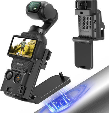 Magnetic Mount Stand Compatible with DJI Osmo Pocket 3, Upgraded Pocket3 Accessories Adapter Clamp Magnet Suction Case Holder on Desktop, Vertical Surface, 180° Adjustable Handle, Black