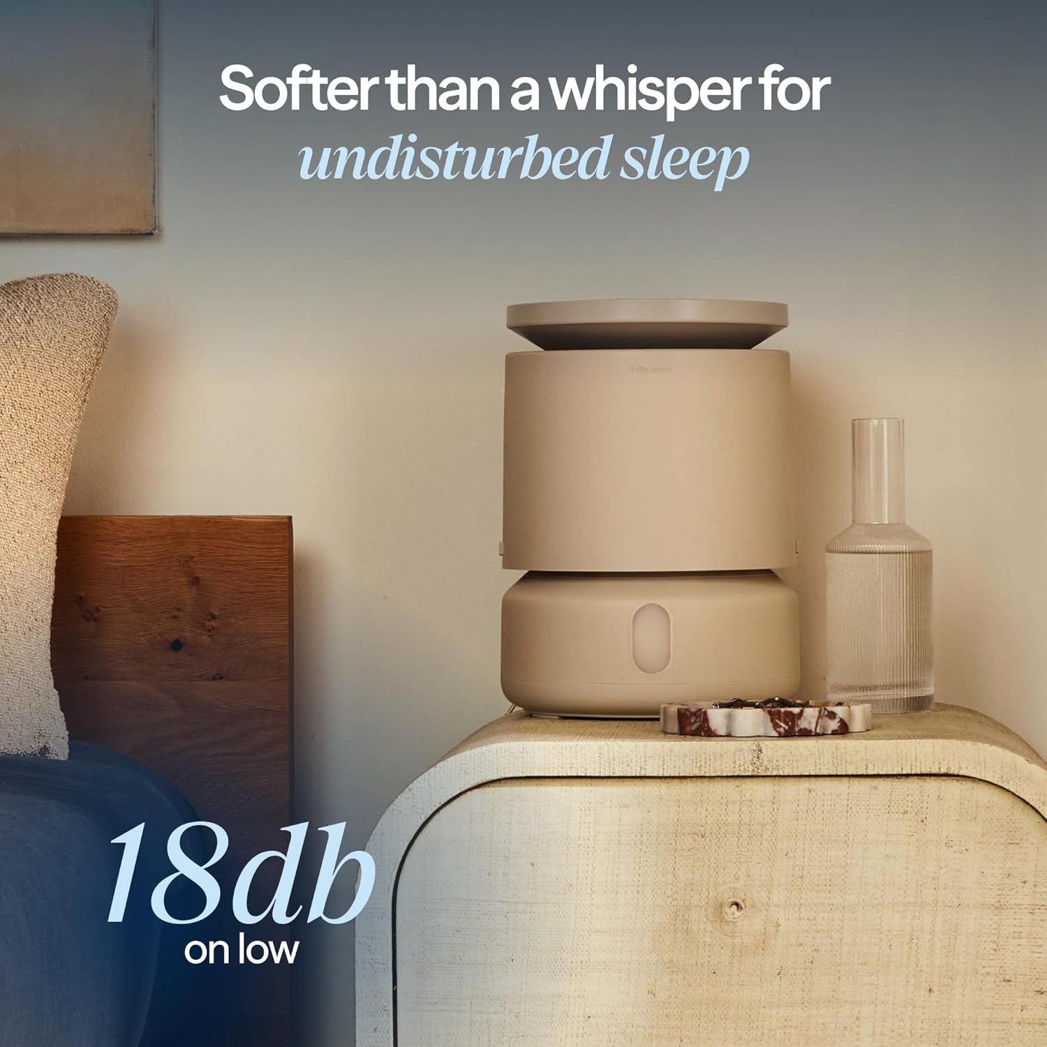 BLUEAIR Room Humidifier - DreamWell - 48Hr Top-Fill Mist-Free InvisibleMist Technology Aroma Stone for Essential Oils and Soothing Mood Lighting - Quiet Operation for Bedroom and Home Use, Beige