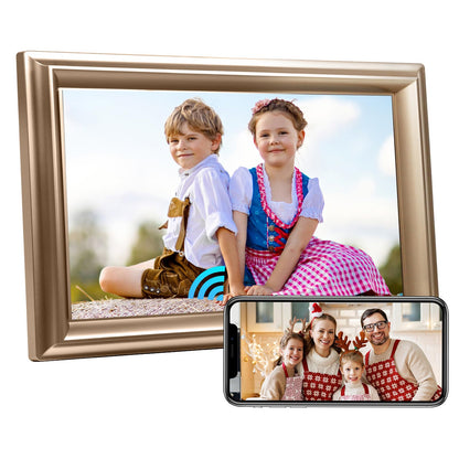WiFi Digital Picture Frame 10.1 Inch, IPS Touch Screen Smart Cloud Digital Photo Frame with 16GB Storage, Wall Mountable, Auto-Rotate, Share Photos from Anywhere Via App