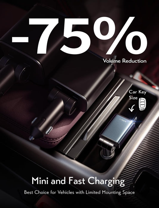 LISEN Car Charger USB C Fast Charging Retractable,【75% Less Space,Mini】 57W Fast iPhone 16/15 USBC Type C Charger Car Accessories for Women for iPhone 16 15 Pro Max Plus，Samsung Galaxy S25/24，Android