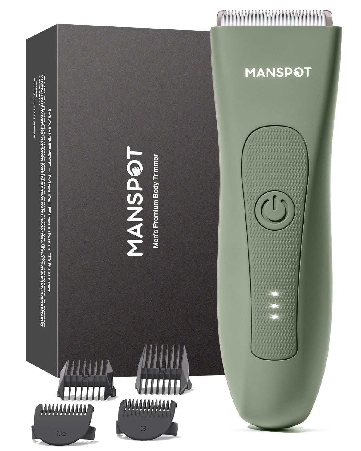 MANSPOT Manscape Groin & Body Hair Trimmer for Men, Electric Ball Pubic Trimmer Shaver,Manscape Kit with 4 Guard,Replaceable Ceramic Blade Heads,Waterproof Wet/Dry Shaver,90 Minutes Shaving