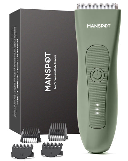 MANSPOT Manscape Groin & Body Hair Trimmer for Men, Electric Ball Pubic Trimmer Shaver,Manscape Kit with 4 Guard,Replaceable Ceramic Blade Heads,Waterproof Wet/Dry Shaver,90 Minutes Shaving