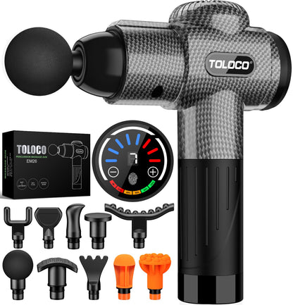 TOLOCO Massage Gun, Deep Tissue Back Massage for Athletes for Pain Relief, Percussion Massager with 10 Massages Heads & Silent Brushless Motor, Mothers Day Gifts for Mom, Black