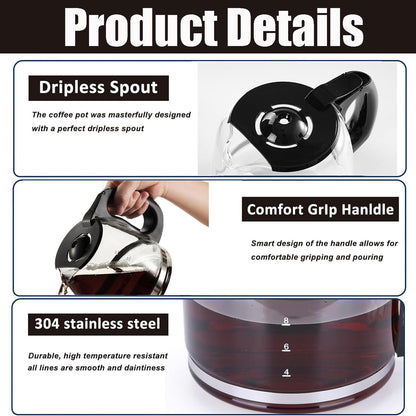 12-Cup Coffee Pot replacement Carafe Compatible with Black and Decker Coffee Maker Many Models CM1160B, CM1160W