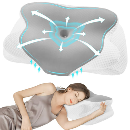 DONAMA Cervical Neck Pillow for Pain Relief,Odorless Contour Memory Foam Pillows with Cooling Pillowcase Cozy Sleeping, Orthopedic Ergonomic Bed Pillows for Side Back Stomach Sleepers