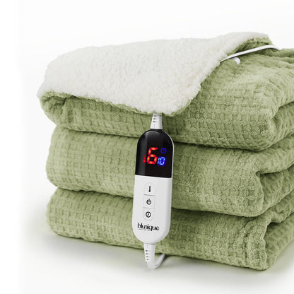 Heated Blanket Electric Throw Waffle, 50x60 Inches Sherpa Fleece Fast Heating Blanket 6 Heating Levels & 4 Hours Auto Off ETL Certification, Grey Throw