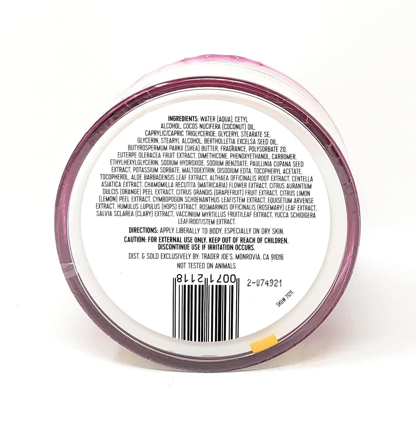 Trader Joe's Brazil Nut Body Butter Made With Acai and Guarana Extracts Net Wt. 8 Oz (227g) - Pack of 1