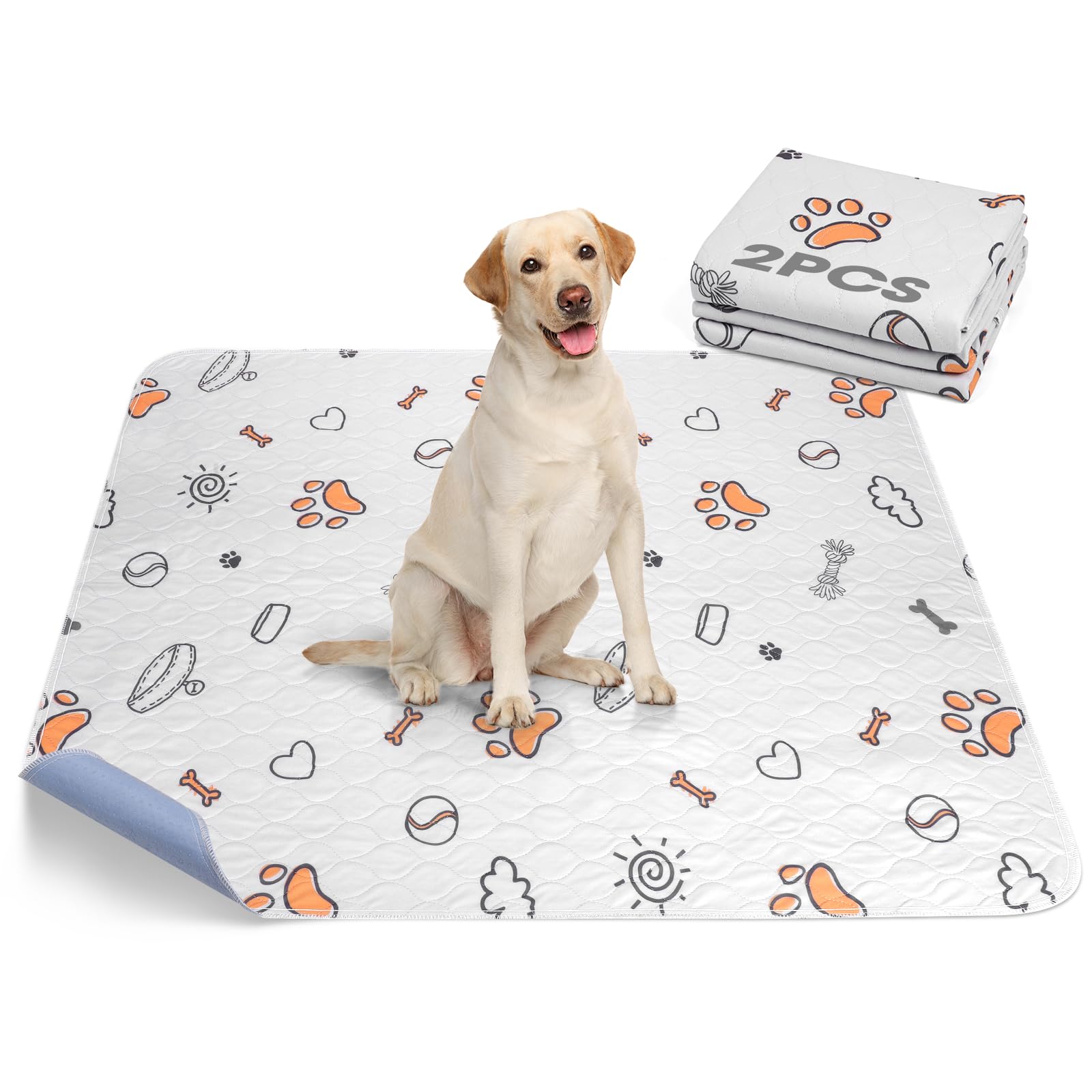 Washable Pee Pads for Dogs, 2 Pack Large 36"x41" Super Absorbent Reusable Dog Training Pads, 100% Waterproof Non-Slip Puppy Pads Whelping Dog Playpen Indoor Dog Pads Mat Pet Supplies