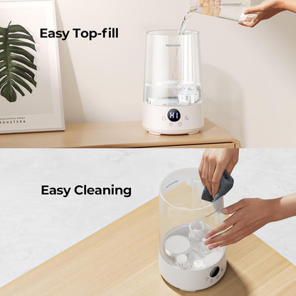 Homvana Humidifiers for Bedroom Home, 3.6 L Cool Mist Top-Fill 34H Super Long Time, Quiet 23dB, Baby Humidifier, Oil Diffuser for Large Room, House, Plant, Nursery, BPA FREE, Ultrasonic (Transparent)