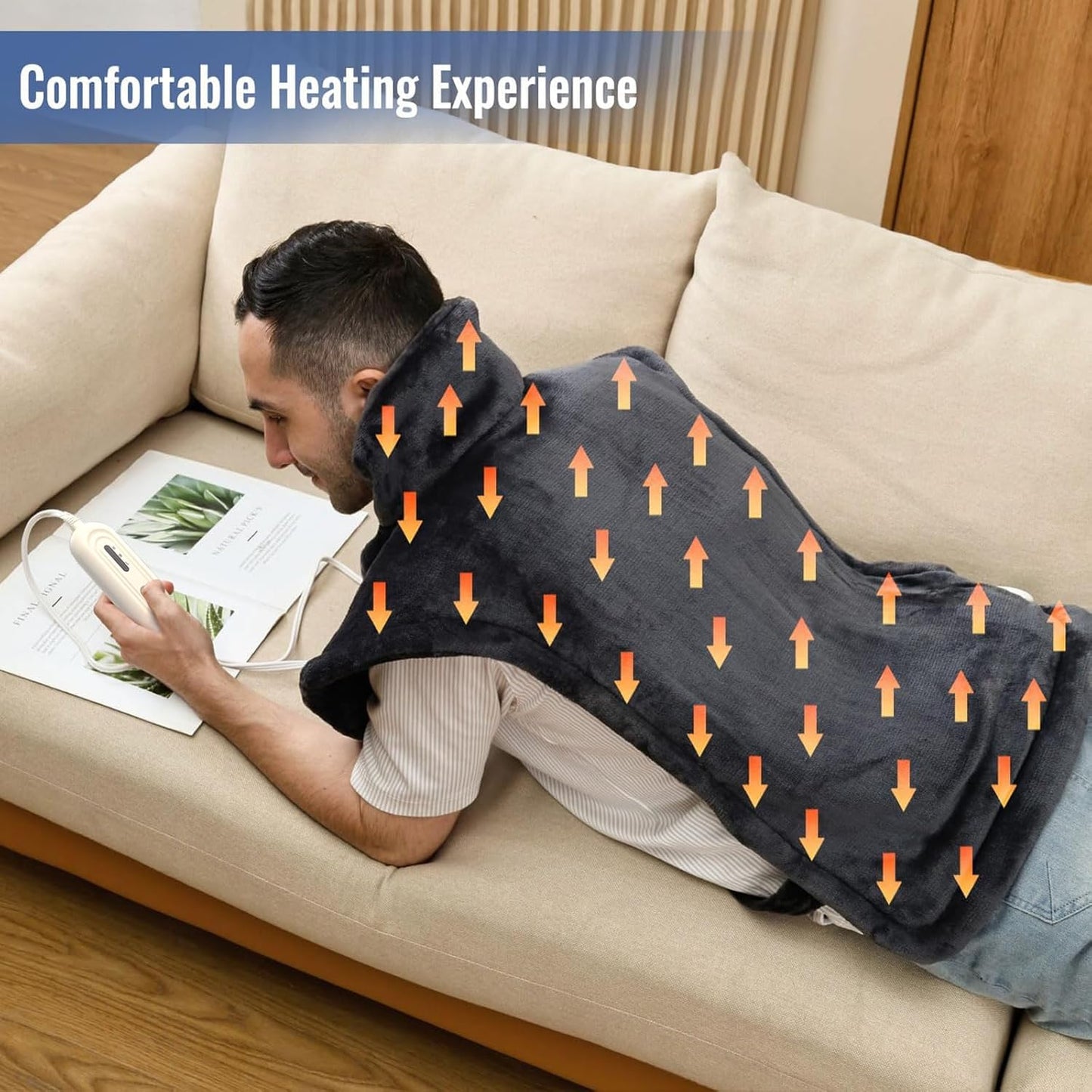 Tefici Heating Pad for Back Pain,Birthday Christmas Gifts for Mom Men,FSA Eligible Items Only List,24'' x33''Fast Heating, Electric Heat Pad, 2H Auto-Off,Neck and Shoulder Heat Pad,ETL Certified,Gray