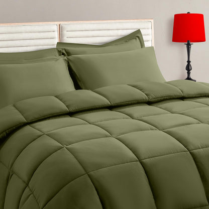 TAIMIT Full Size Comforter Set - 7 Pieces, Bed in a Bag Bedding Sets with All Season Soft Quilted Warm Fluffy Reversible Comforter,Flat Sheet,Fitted Sheet,2 Pillow Shams,2 Pillowcases,Dark Grey