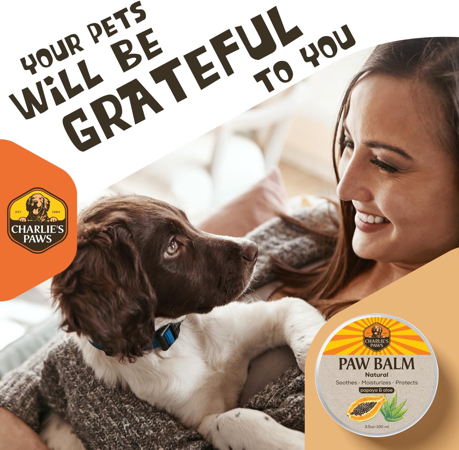 2 Pack Paw Balm for Dog and Cat Pad Balm Nose Cat Butter Moisturizer Wax for Dog Pet Puppy Protect Dry Cracked Paw Foot Heals Restores Paw Elbows with 100% Natural Oil Aloe & Papaya 3.5 Oz