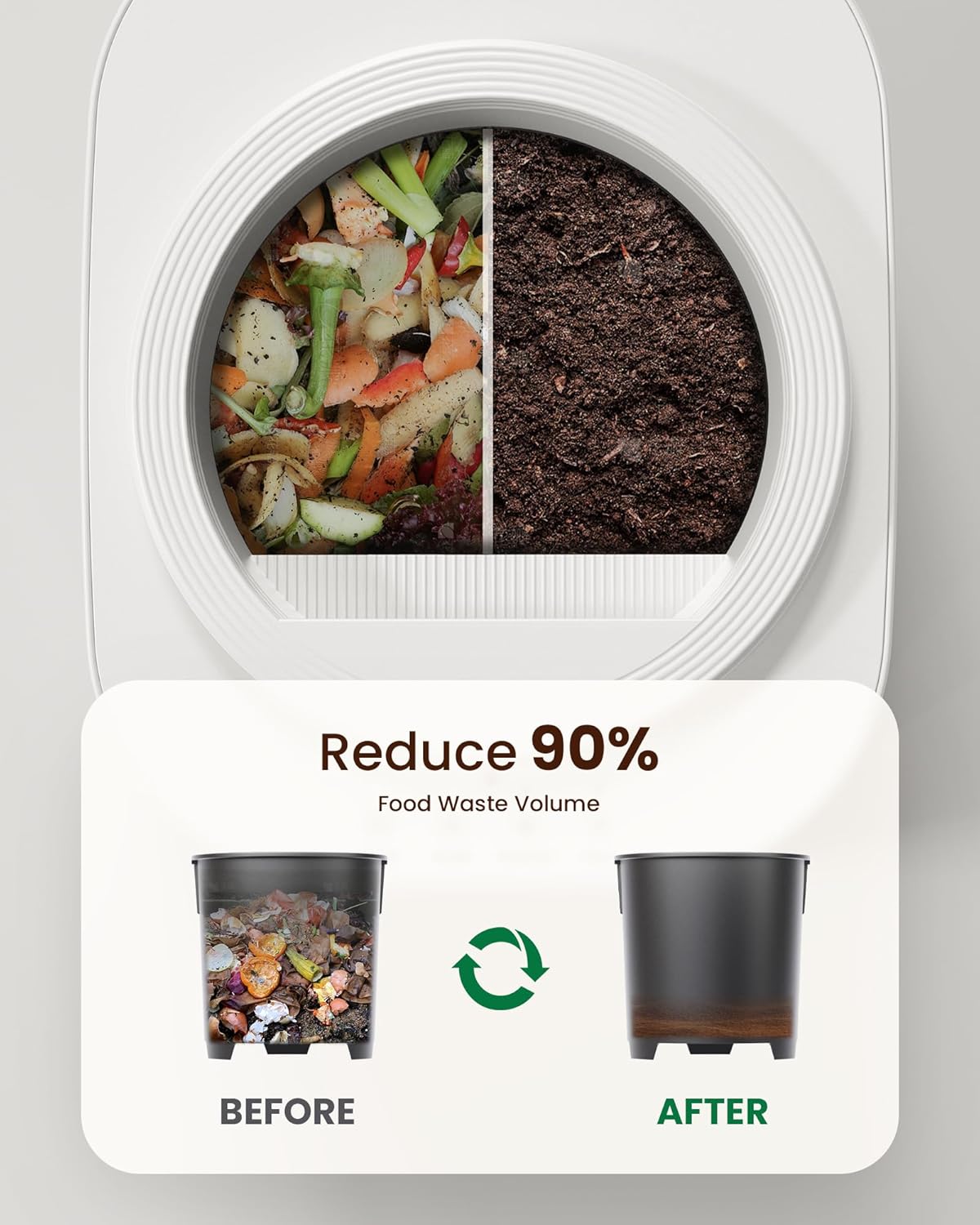 Electric Composter for Kitchen, 4L Smart Countertop Compost Bin, Odorless | Low Noise | Auto-Cleaning | Turn Food Waste into Fertilizer Within 3 Hrs, Indoor Food Waste Compost Machine, Gifts