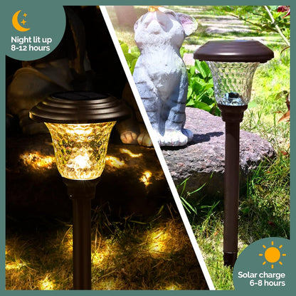 GIGALUMI 8 Pack Solar Pathway Lights, Solar Garden Lights Outdoor Warm White, Waterproof Led Path Lights for Yard, Patio, Landscape, Walkway (Brown)