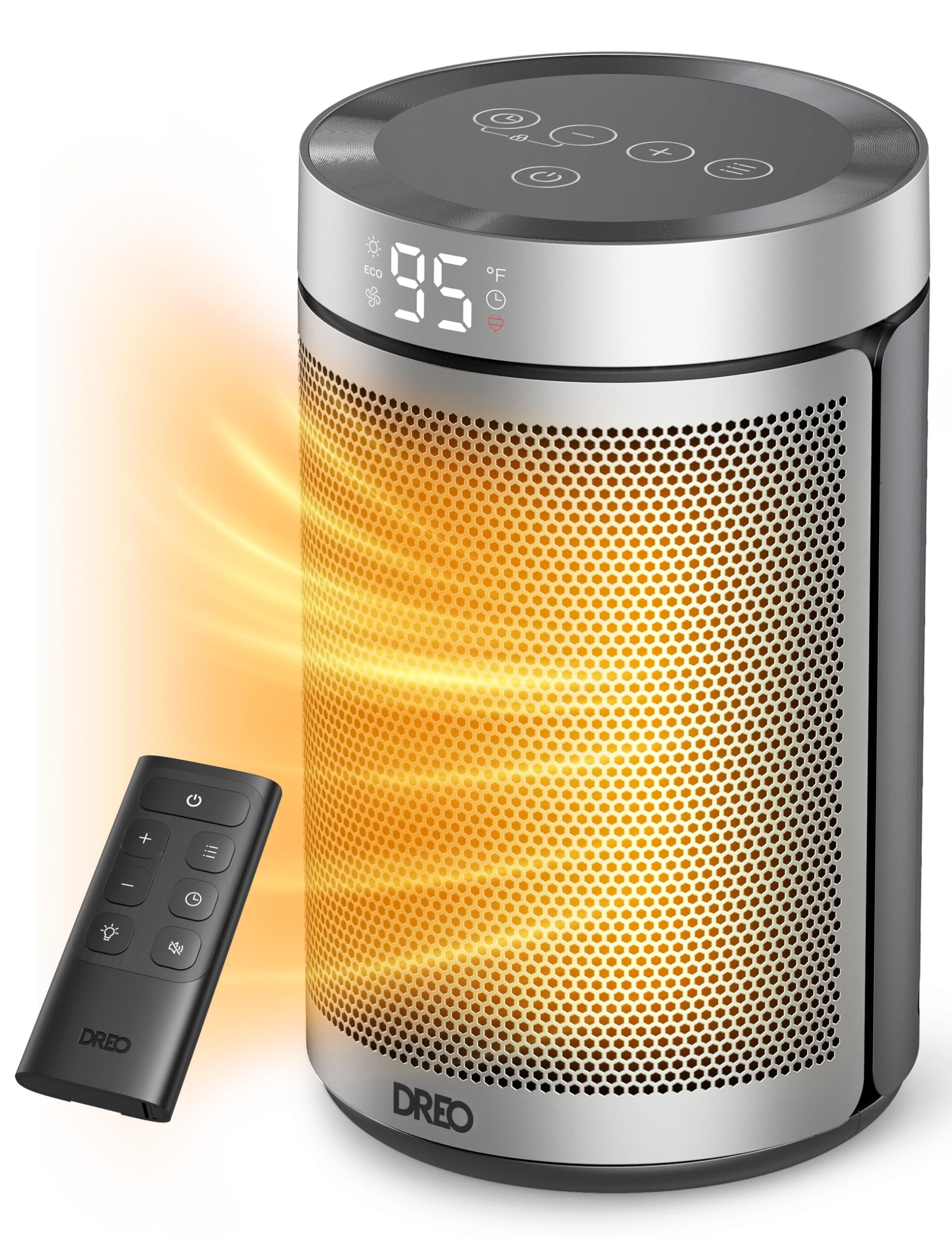 Dreo Space Heater, Portable Electric Heaters for Indoor Use with Thermostat, Digital Display, 1-12H Timer, Eco Mode and Fan Mode, 1500W PTC Ceramic Fast Safety Heat for Office Bedroom Home, Black
