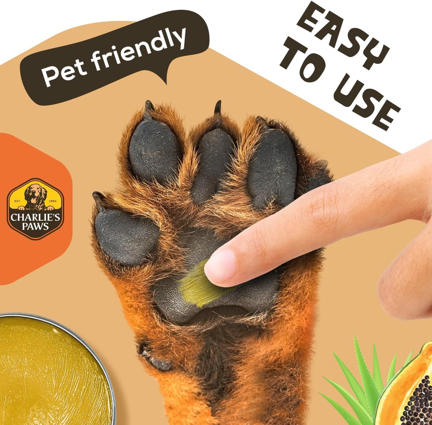 2 Pack Paw Balm for Dog and Cat Pad Balm Nose Cat Butter Moisturizer Wax for Dog Pet Puppy Protect Dry Cracked Paw Foot Heals Restores Paw Elbows with 100% Natural Oil Aloe & Papaya 3.5 Oz