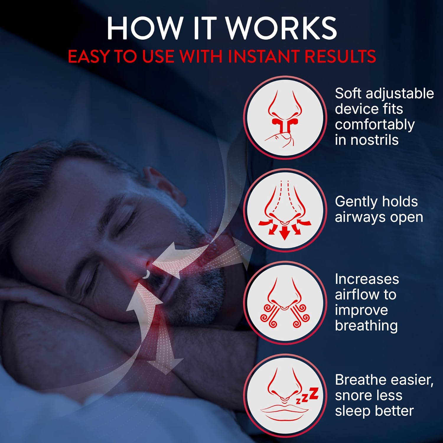 Mute Nasal Dilator for Snore Reduction - Anti-Snoring Aid Solution - Improve Airflow - Comfortable Nose Vents, Breathing Aids for Better Sleep - (Size Large, 3-Pk)