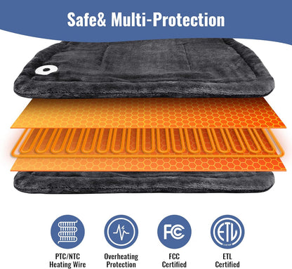 Tefici Heating Pad for Back Pain,Birthday Christmas Gifts for Mom Men,FSA Eligible Items Only List,24'' x33''Fast Heating, Electric Heat Pad, 2H Auto-Off,Neck and Shoulder Heat Pad,ETL Certified,Gray