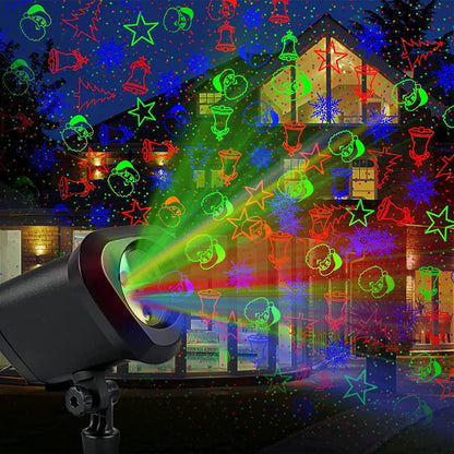 Christmas Projector Lights Outdoor Holiday Laser Lights Landscape Spotlight Red and Green Star Shower with 360 Accessibility Wireless Remote Christmas Decor for Xmas Party Outdoor Garden Patio Wall