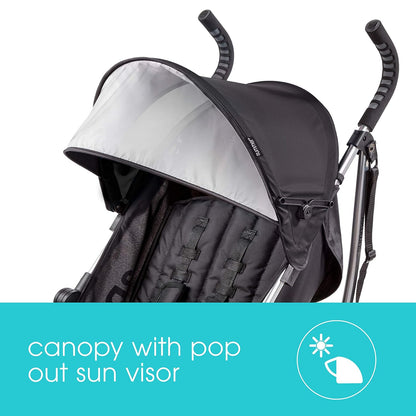 3Dlite Convenience Stroller, Black – Lightweight, with Aluminum Frame, Large Seat Area, Mesh Siding, 4 Position Recline, Extra Large Storage Basket – for Travel