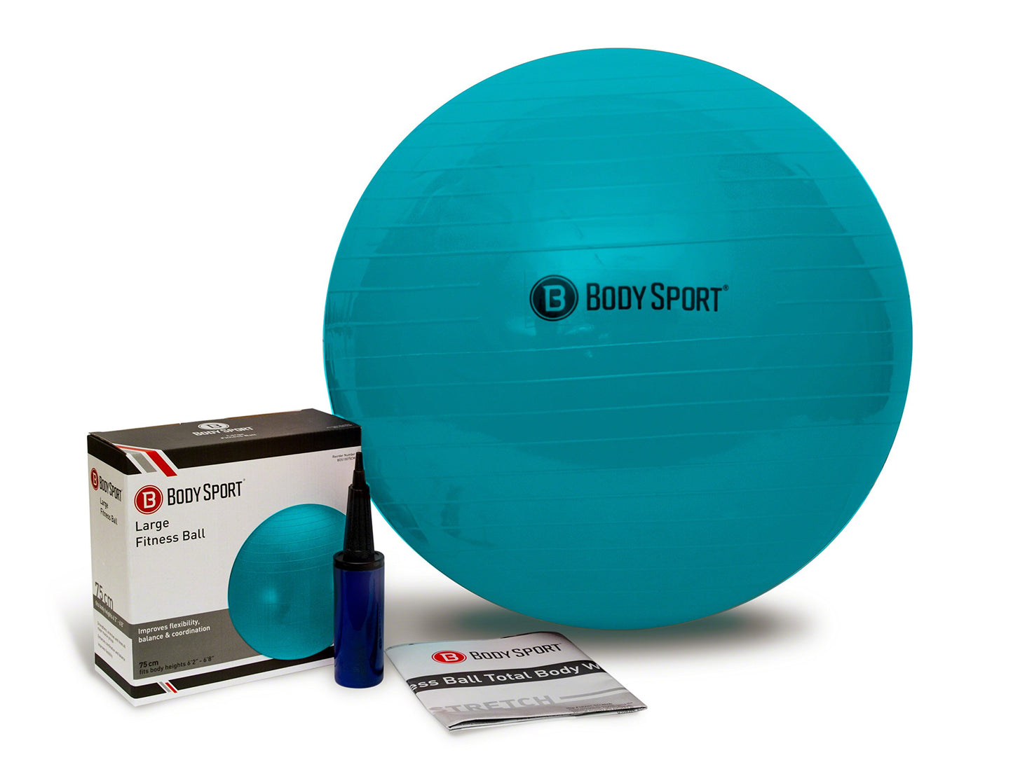 Body Sport Exercise Ball with Pump for Home, Gym, Balance, Stability, Pilates, Core Strength, Stretching, Yoga, Fitness Facilities, Desk Chairs