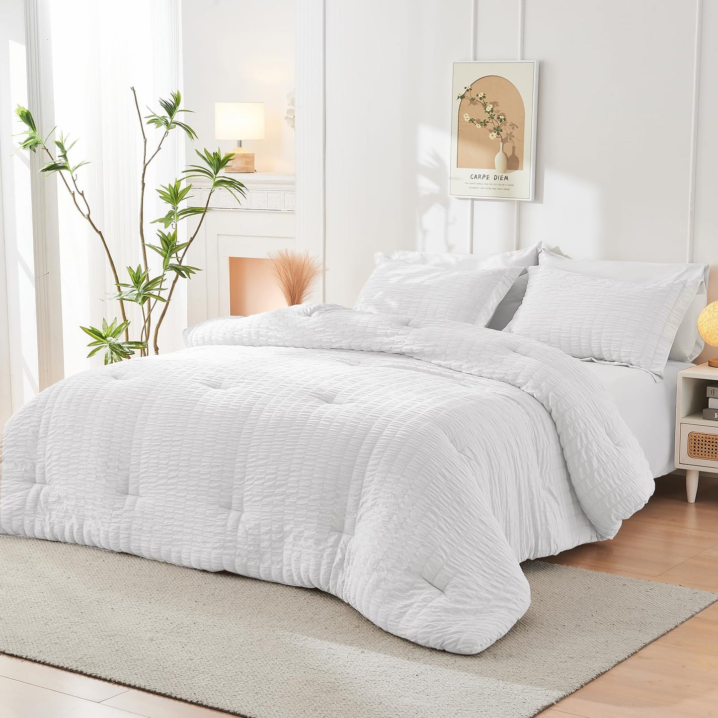 JOLLYVOGUE Queen Comforter Set, 7-Piece Bed in a Bag Queen, Ultra-Soft Comforters Queen Size, Queen Size Comforter Sets, Goose Down Alternative, Oeko-TEX Certified, Sheets & Pillowcases