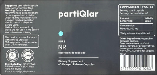 Nicotinamide Riboside (NR) 500mg – NR Supplement for Cellular Health, Anti-Aging, Energy & Metabolism Support – 2-Month Supply (60 Capsules)