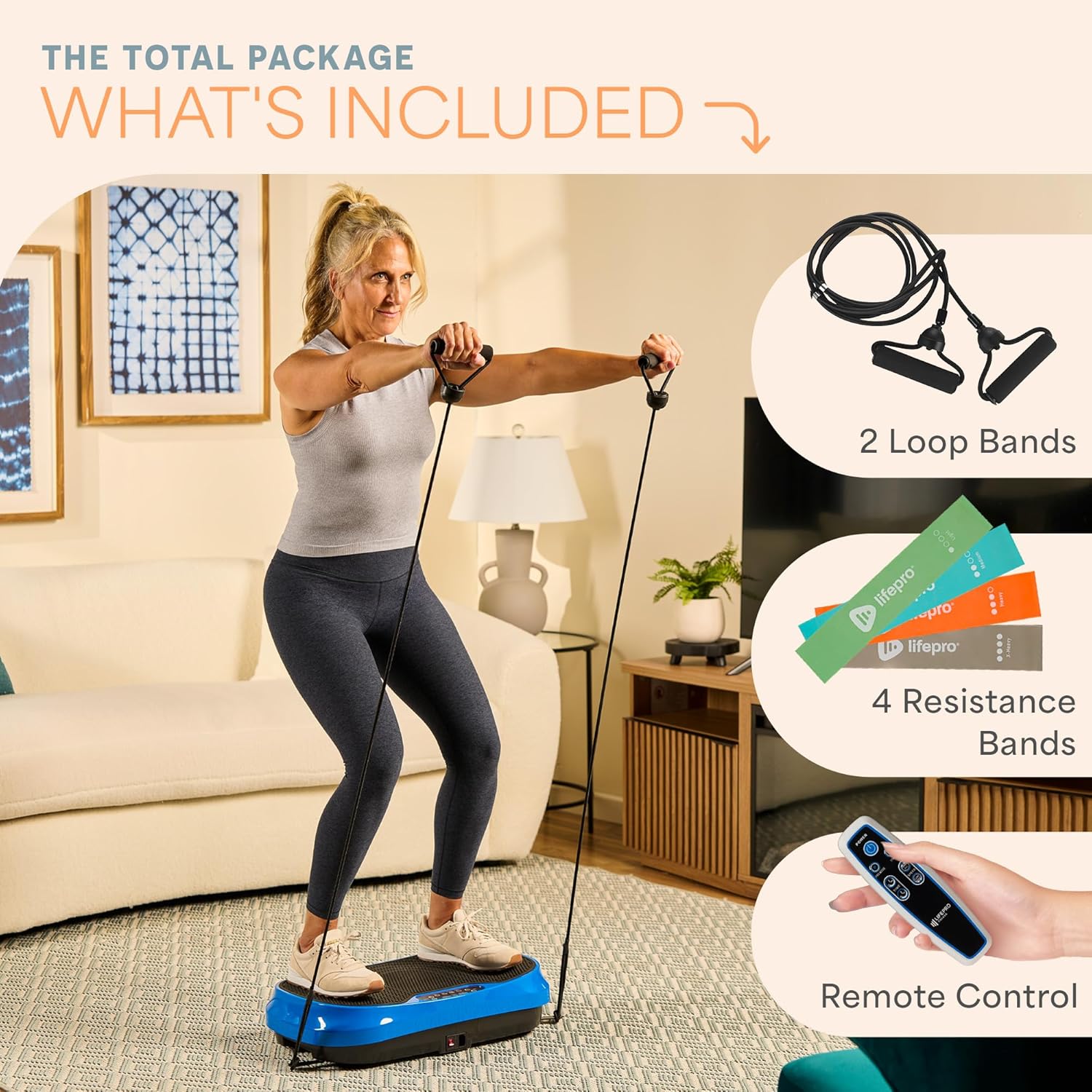 LifePro Waver Mini Vibration Plate Exercise Machine – Portable Full Body Vibration Platform for Home & Travel Workouts, Weight Loss, Toning & Wellness, with 2 Loop Bands & 4 Resistance Bands