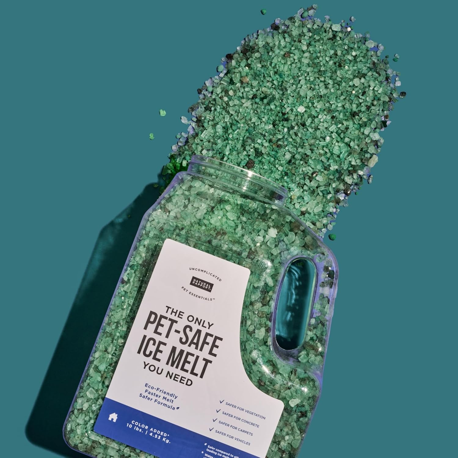 Natural Rapport Pet Friendly Ice Melt - Calcium Chloride Free, Pet Safe Ice Melter, Rock Salt Alternative - Time Release Deicer Formula Lasts 3X Longer (35 lb)