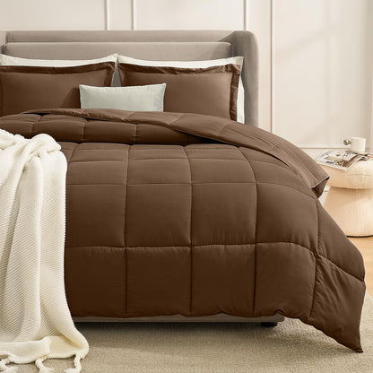 Homelike Moment Queen Comforter Set Grey, Comforters Queen Size Set, Soft Lightweight Down Alternative Bed Comforter Full Size Reversible All Season 3 Pieces Bedding Sets Grey/Light Gray