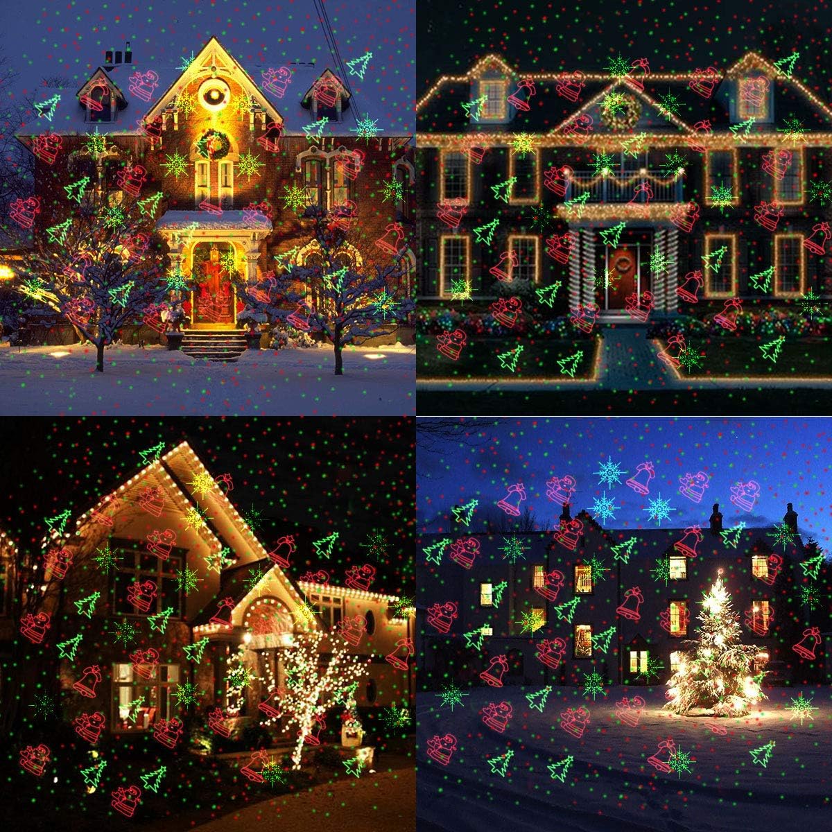 Christmas Projector Lights Outdoor Holiday Laser Lights Landscape Spotlight Red and Green Star Shower with 360 Accessibility Wireless Remote Christmas Decor for Xmas Party Outdoor Garden Patio Wall