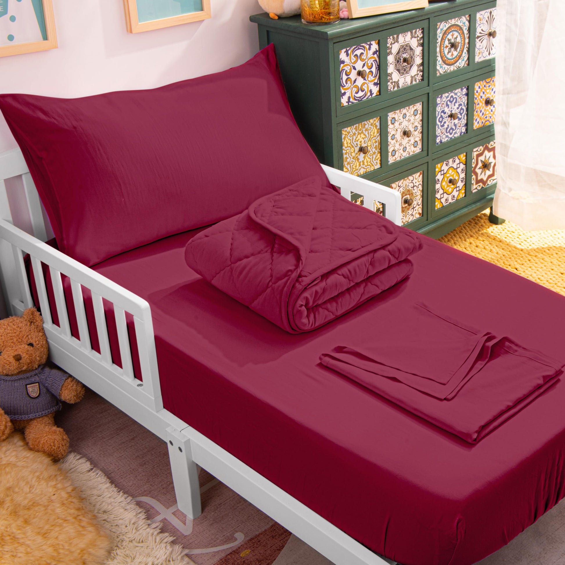 NTBAY King Comforter Set With Sheets, 7 Pieces Soft and Breathable Bedding Set, Bed in a Bag, Down Alternative Solid Color All Season, Pink