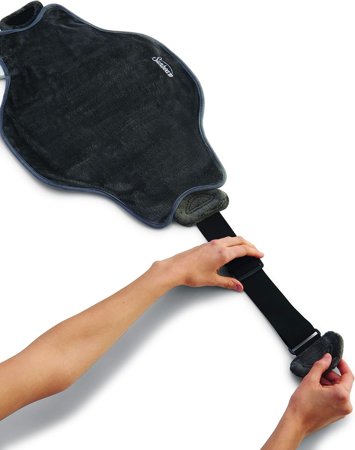 Sunbeam Heating Pad Wrap for Back Pain Relief with Auto Shut Off and Moist Heating Option 23 x 15" Slate Grey