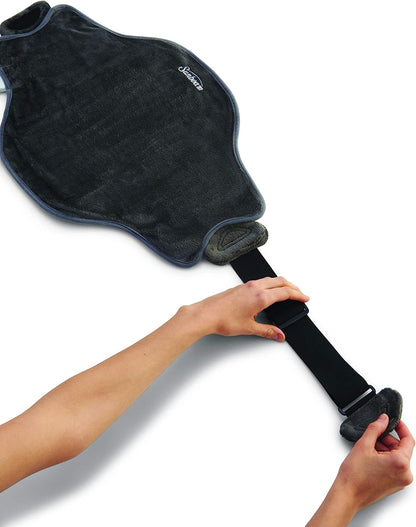 Sunbeam Heating Pad Wrap for Back Pain Relief with Auto Shut Off and Moist Heating Option 23 x 15" Slate Grey