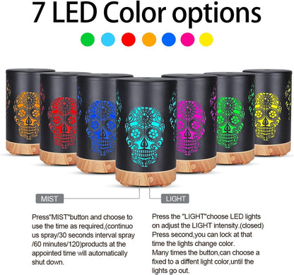 Essential Oil Diffuser, Diffusers for Essential Oils Aromatherapy Diffuser Cool Mist Humidifier with 7 Colors Lights 3 Mist Mode Waterless Auto Off for Gaming Room Office, Iron Black