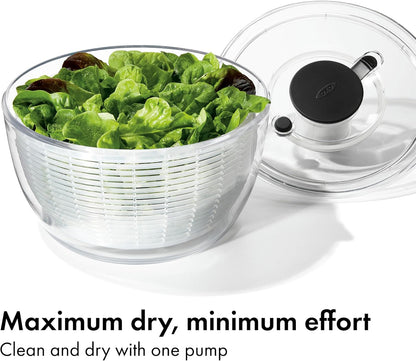 OXO Good Grips Salad Spinner | Lettuce Spinner | Fruit Washer | Fruit Washing Bowl with Strainer | Vegetable Cleaner | Salad Cleaner | Lettuce Washer | 6.22 Quart Capacity