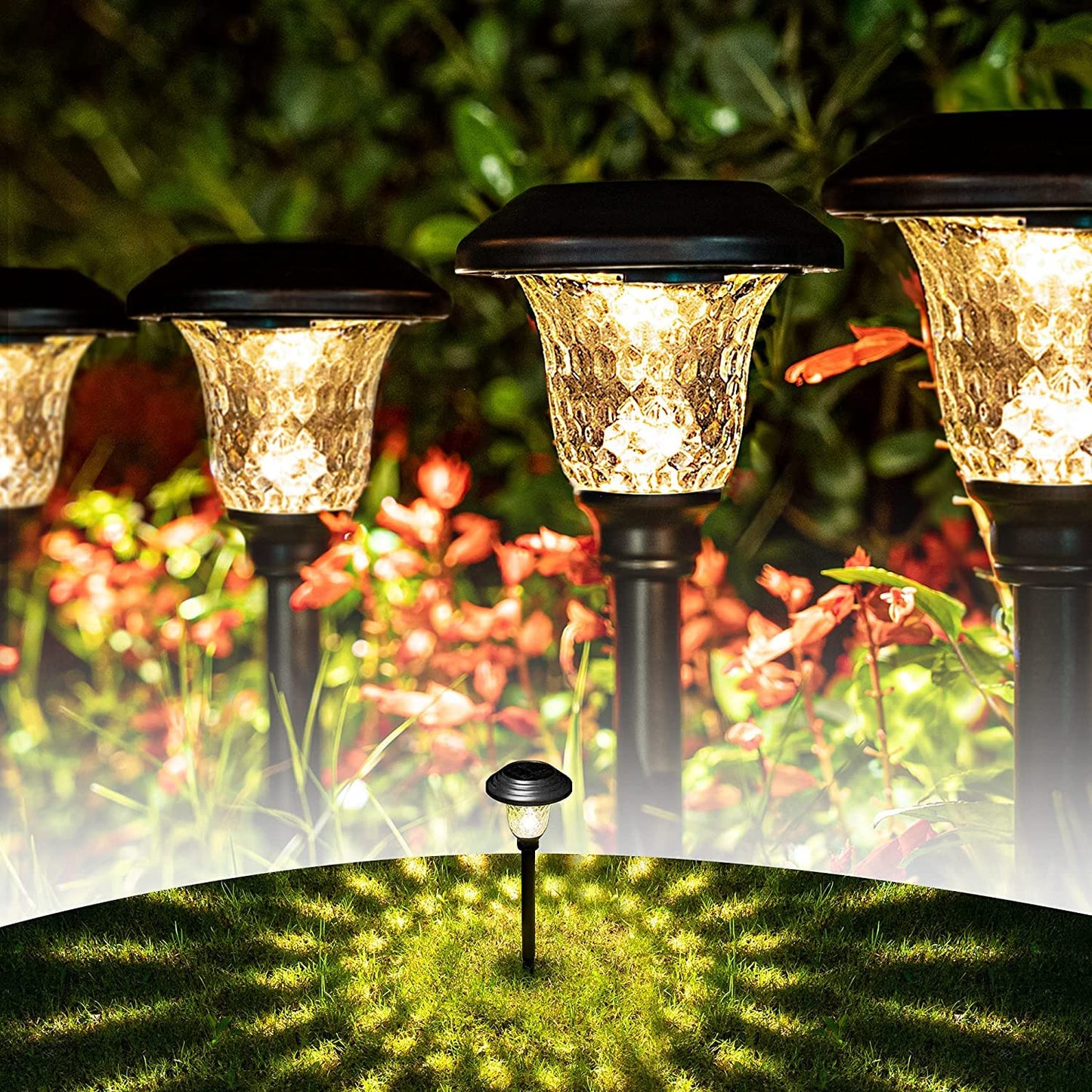 GIGALUMI 8 Pack Solar Pathway Lights, Solar Garden Lights Outdoor Warm White, Waterproof Led Path Lights for Yard, Patio, Landscape, Walkway (Brown)